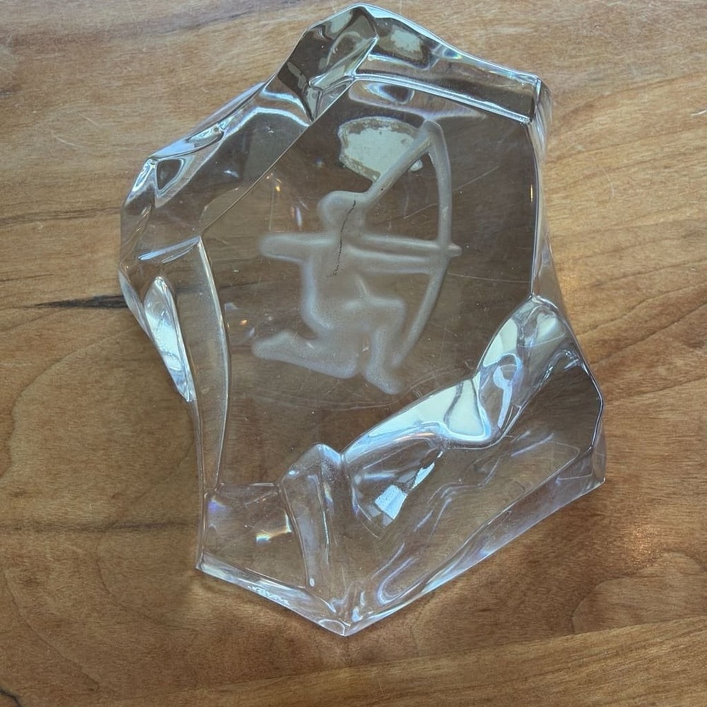Val Saint Lambert‎ Crystal Sagittarius Archer Zodiac Paperweight 4"